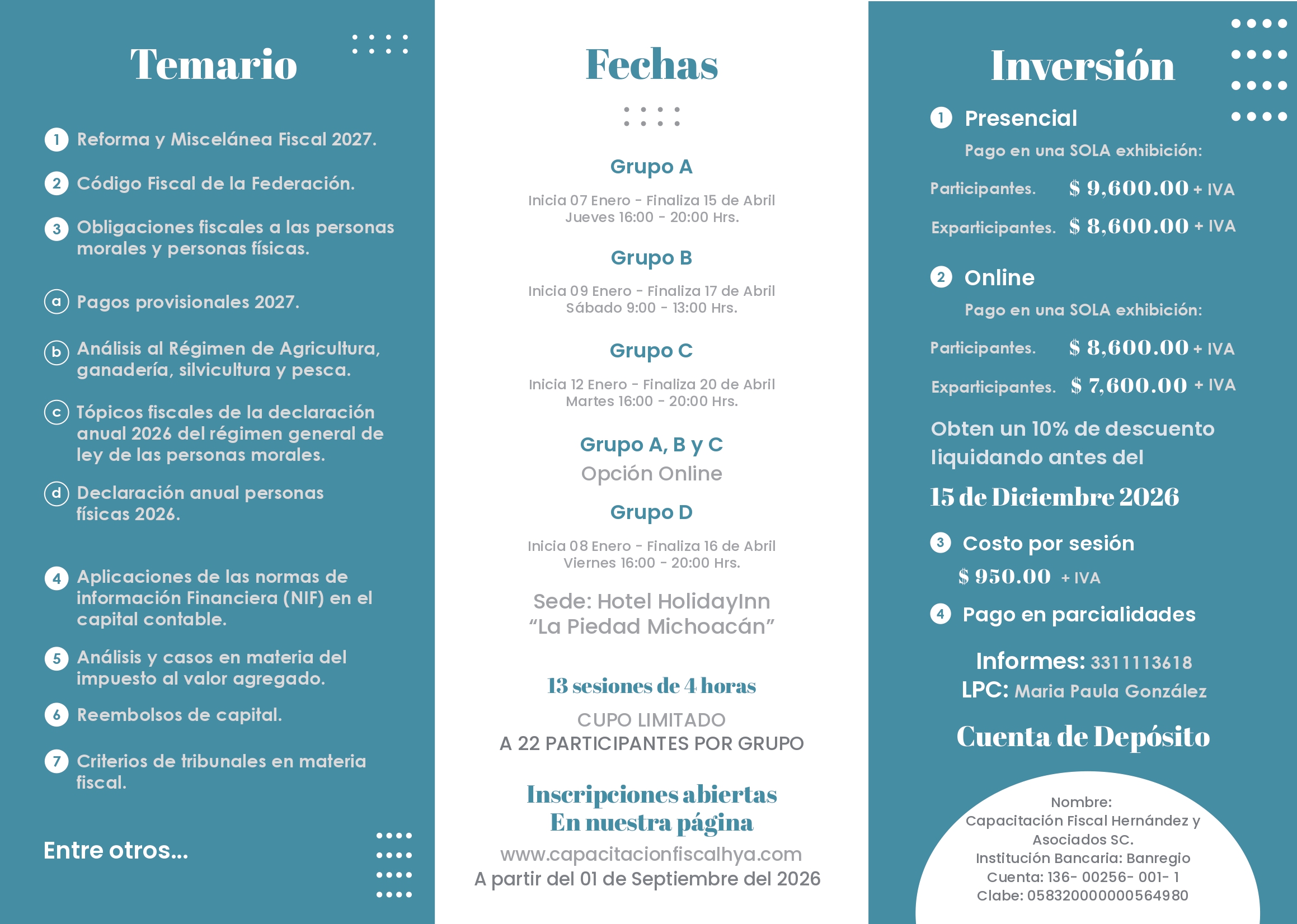 Folleto Diplomado Fiscal 2027 pagina 2